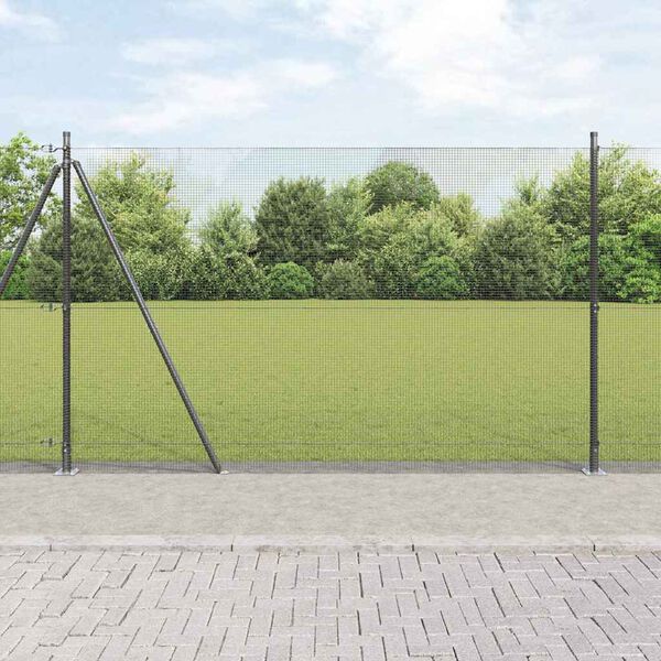 vidaXL Ker&iacute;t&eacute;soszlop Sz&uuml;rke 25 x 1,6 m (12 x 12 mm h&aacute;l&oacute;) Ac&eacute;l &eacute;s PVC