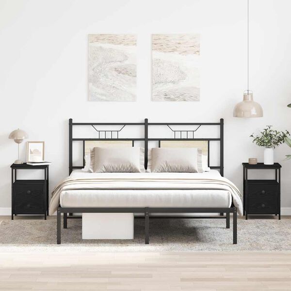 vidaXL 2 db fekete tölgyfa éjjeliszekrény 34 x 35,5 x 50 cm