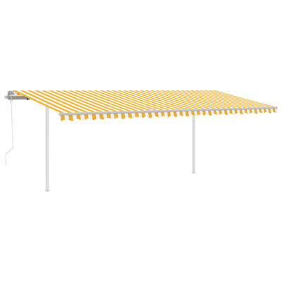 vidaXL sárga-fehér automata napellenző póznákkal 6 x 3,5 m