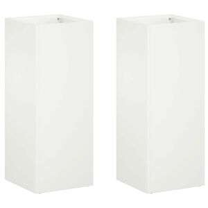 vidaXL Kerti cser&eacute;p 2 db Feh&eacute;r 20 x 20 x 50 cm Hidegen hengerelt ac&eacute;l