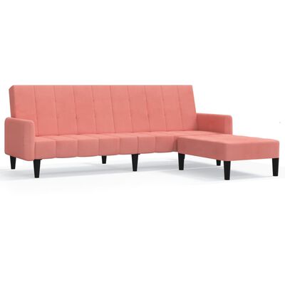 vidaXL kétszemélyes rózsaszín bársony kanapéágy lábtartóval