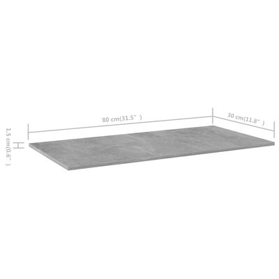 vidaXL 4 db betonszürke forgácslap könyvespolc lap 80 x 30 x 1,5 cm
