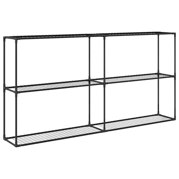 vidaXL 3-szintes n&ouml;v&eacute;nypolc Fekete 200 x 32 x 104 cm Ac&eacute;l