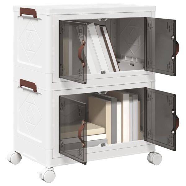 vidaXL egym&aacute;sra rakhat&oacute; t&aacute;rol&oacute;doboz kerekekkel 2 r&eacute;tegű 28 L