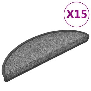 vidaXL L&eacute;pcsőszőnyegek 15 db 56 x 17 x 3 cm Non-Slip S&ouml;t&eacute;tsz&uuml;rke