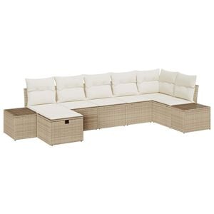vidaXL Kanap&eacute; Szett p&aacute;rn&aacute;val 7 pcs polirattan