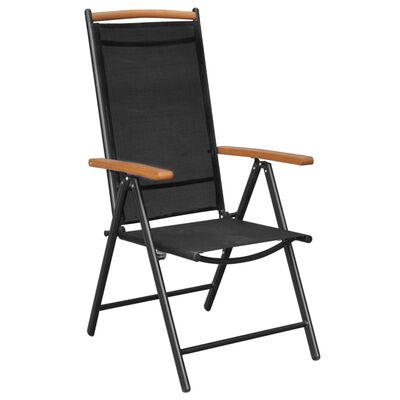 vidaXL 4 db fekete alumínium és textilén összecsukható kerti szék