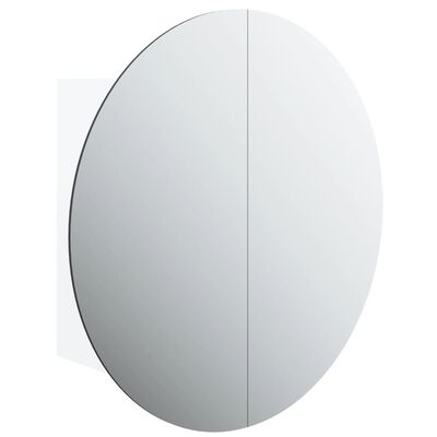 vidaXL fehér fürdőszobai szekrény kerek tükörrel/LED-del 47x47x17,5 cm