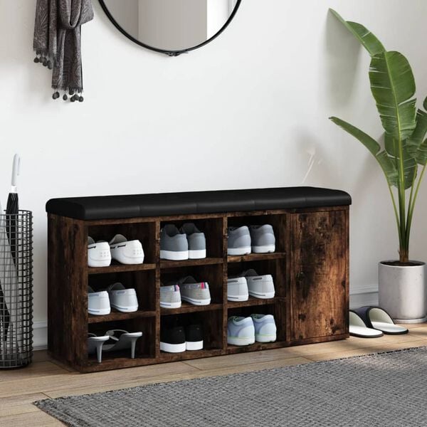 vidaXL füstös tölgy színű szerelt fa cipőpad 102 x 32 x 50 cm