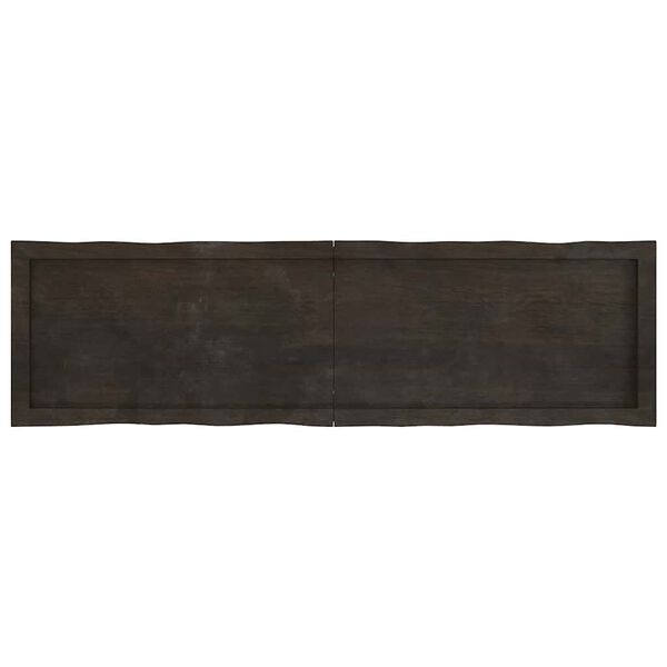 vidaXL s&ouml;t&eacute;tbarna kezelt t&ouml;m&ouml;r asztallap 140x40x(2-4) cm