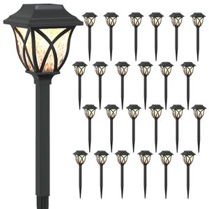 vidaXL K&uuml;lt&eacute;ri napelemes l&aacute;mp&aacute;k talppal 24 db Meleg feh&eacute;r 42 cm PP