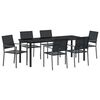 vidaXL Kert &eacute;tkező szett 7 pcs Fekete PE Rattan