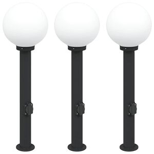 vidaXL 3 db fekete 80 cm oszlopl&aacute;mpa konnektorral IP44