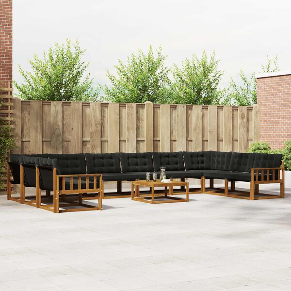 vidaXL K&uuml;lt&eacute;ri kanap&eacute; szett p&aacute;rn&aacute;val 11 pcs Term&eacute;szetes &eacute;s fekete