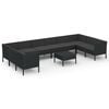 vidaXL 11 r&eacute;szes fekete polyrattan kerti &uuml;lőgarnit&uacute;ra p&aacute;rn&aacute;kkal