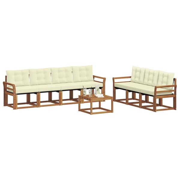 vidaXL K&uuml;lt&eacute;ri kanap&eacute; szett p&aacute;rn&aacute;val 8 pcs Term&eacute;szetes &eacute;s kr&eacute;msz&iacute;nű