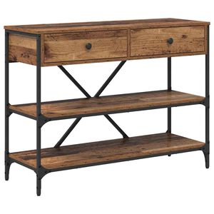 vidaXL Konzolasztal fi&oacute;kkal polcokkal Barna 100 x 34,5 x 75 cm fasz&iacute;nű
