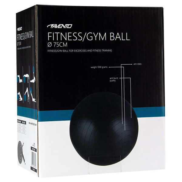 Avento fekete fitneszlabda &aacute;tm. 75 cm
