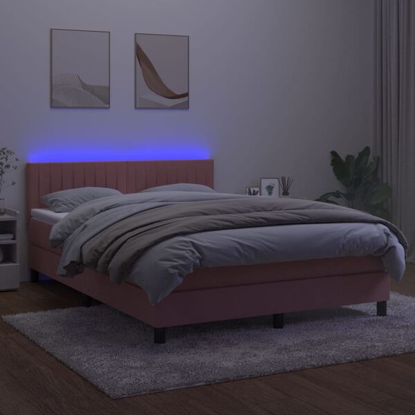 vidaXL r&oacute;zsasz&iacute;n b&aacute;rsony rug&oacute;s &eacute;s LED-es &aacute;gy matraccal 140x190 cm