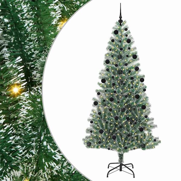 vidaXL Mű kar&aacute;csonyi fa h&oacute;val bor&iacute;tva LED f&eacute;nyekkel 300 LED-del 210 cm