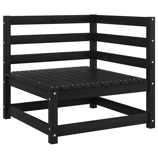 vidaXL tömör fenyőfa kerti sarokkanapé antracitszürke párnákkal