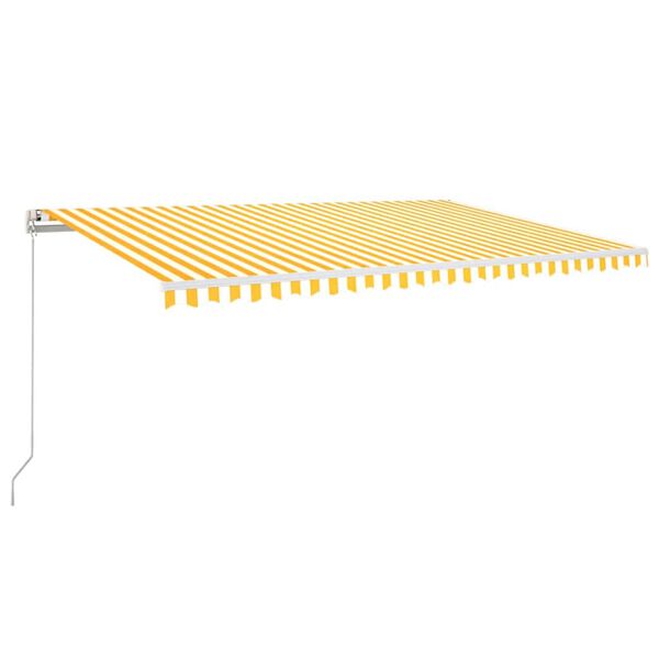 vidaXL s&aacute;rga-feh&eacute;r sz&eacute;l&eacute;rz&eacute;kelős &eacute;s LED-es napellenző 500 x 300 cm