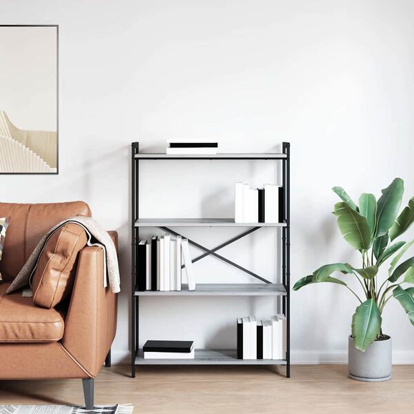 vidaXL K&ouml;nyvespolc Sz&uuml;rke sonoma 80 x 30 x 120 cm Faanyag