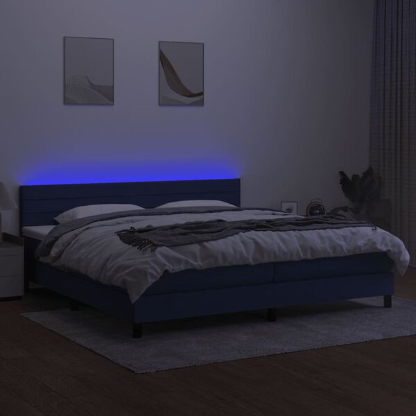 vidaXL k&eacute;k sz&ouml;vet rug&oacute;s &eacute;s LED-es &aacute;gy matraccal 200 x 200 cm