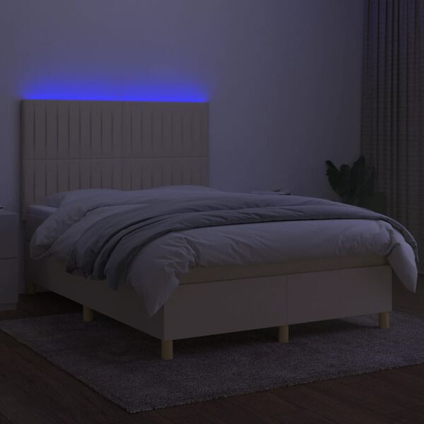 vidaXL kr&eacute;msz&iacute;nű sz&ouml;vet rug&oacute;s &eacute;s LED-es &aacute;gy matraccal 140x190cm