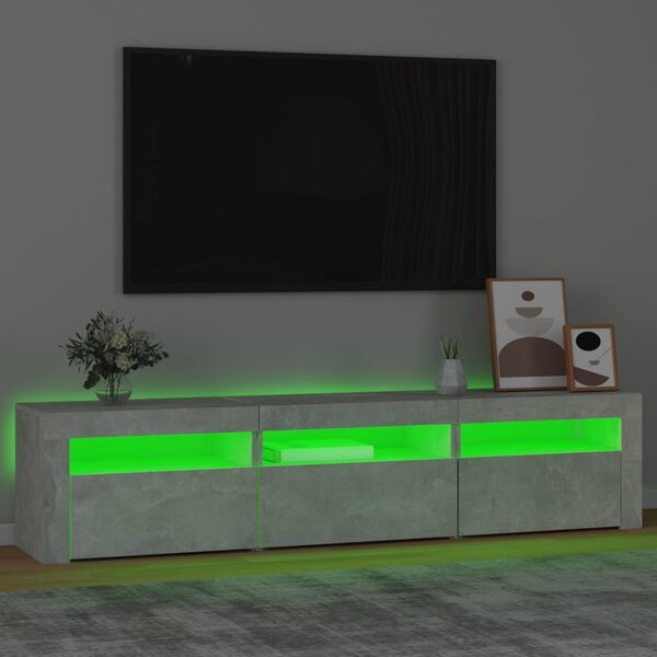vidaXL betonszürke TV-szekrény LED lámpákkal 180x35x40 cm