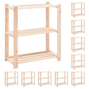 vidaXL 10 db 3-szintes t&ouml;m&ouml;r fenyőfa t&aacute;rol&oacute;polc 150 kg 80 x 38 x 90 cm
