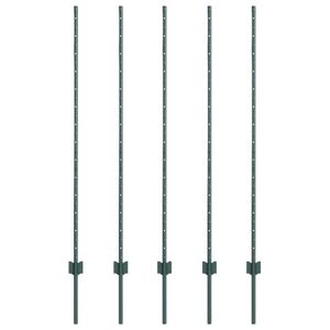 vidaXL Be&aacute;gyazott ker&iacute;t&eacute;soszlop 5 db Z&ouml;ld 180 cm Porsz&oacute;rt ac&eacute;l