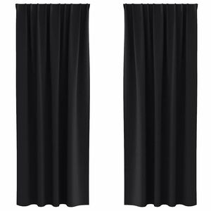 vidaXL Fekete F&uuml;gg&ouml;ny Gyűrűkkel 2 db Fekete 225 x 140 cm Poli&eacute;szter