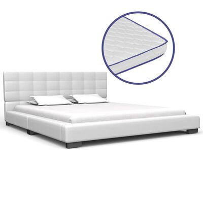vidaXL fehér műbőr ágy memóriahabos matraccal 140 x 200 cm