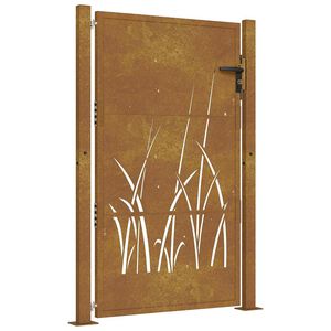 vidaXL Corten acél kerti kapu 100x125 cm, fűmintás