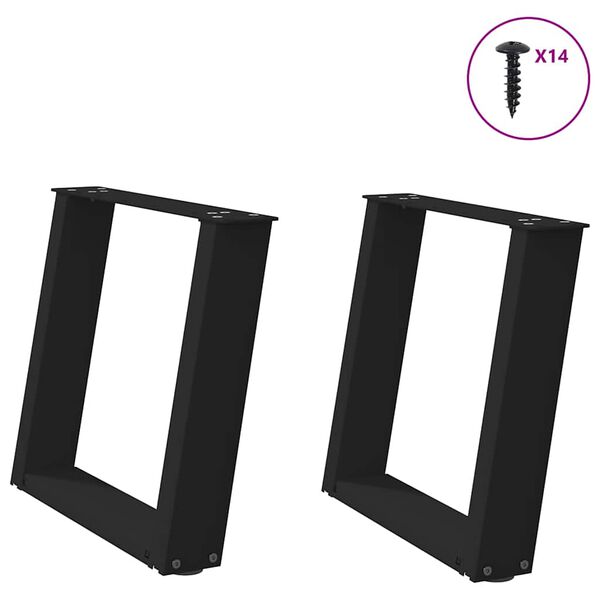 vidaXL 2 db U alakú dohányzóasztal láb fekete 50 x (42-43) cm acél dohányzóasztal láb