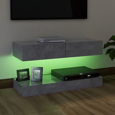 vidaXL betonszürke TV-szekrény LED lámpákkal 90 x 35 cm