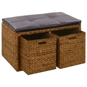 vidaXL barna tengerifű pad 2 kos&aacute;rral 71 x 40 x 42 cm