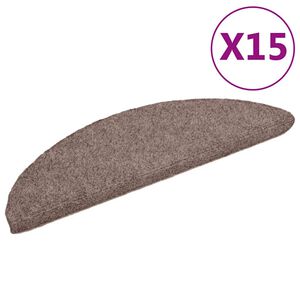 vidaXL 15 db &ouml;ntapad&oacute;s l&eacute;pcsőszőnyeg 56 x 17 x 3 cm vil&aacute;gosbarna f&eacute;lk&ouml;r alak&uacute;