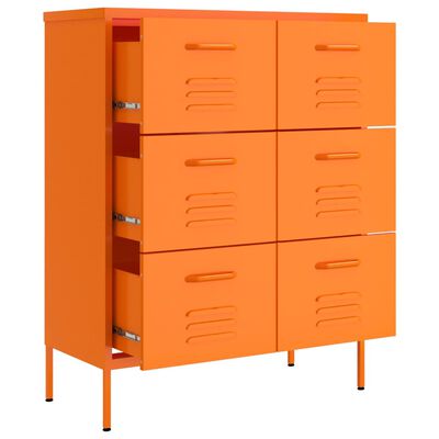 vidaXL narancssárga acél fiókos szekrény 80 x 35 x 101,5 cm