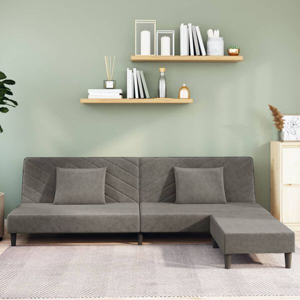 vidaXL k&eacute;tszem&eacute;lyes vil&aacute;gossz&uuml;rke kanap&eacute;&aacute;gy 2 p&aacute;rn&aacute;val &eacute;s l&aacute;btart&oacute;val