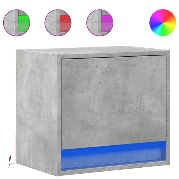 vidaXL 2 db betonszürke fali éjjeliszekrény LED-világítással