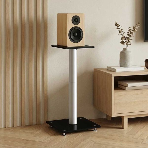 vidaXL 2 db 1 oszlopos fekete-ez&uuml;st edzett &uuml;veg hangsz&oacute;r&oacute;&aacute;llv&aacute;ny