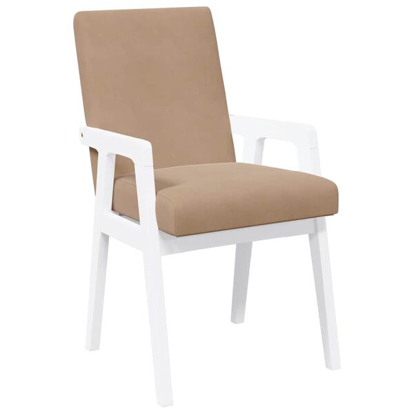 vidaXL 2 db fehér tömörfa gumiból készült étkezőszékek párnákkal