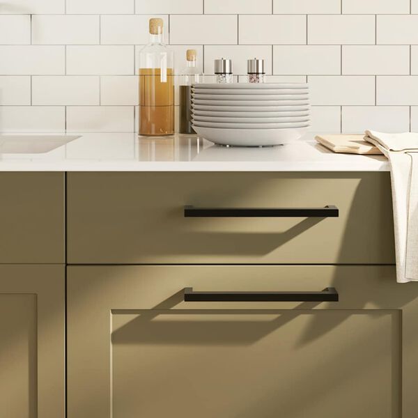 vidaXL 5 db fekete rozsdamentes ac&eacute;l szekr&eacute;nyfoganty&uacute; 224 mm