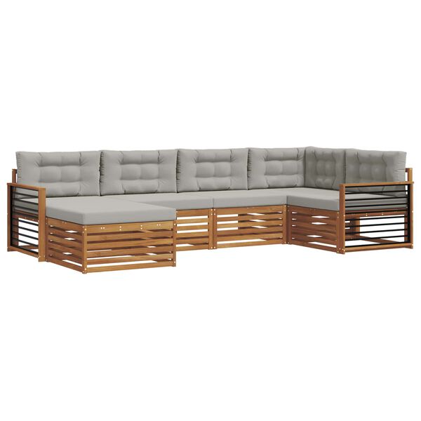 vidaXL K&uuml;lt&eacute;ri kanap&eacute; szett 6 pcs Term&eacute;szetes &eacute;s Vil&aacute;gossz&uuml;rke