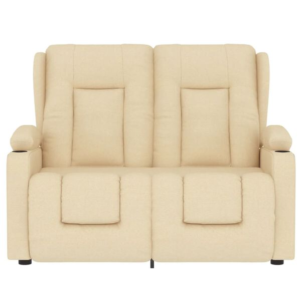 vidaXL 2 személyes krém szövet dönthető masszázsfotel pohártartóval