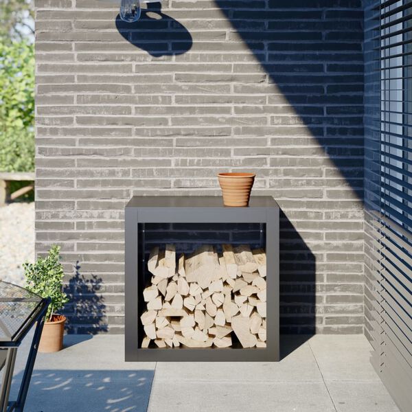 vidaXL antracitsz&uuml;rke ac&eacute;l tűzifat&aacute;rol&oacute; 60 x 40 x 60 cm
