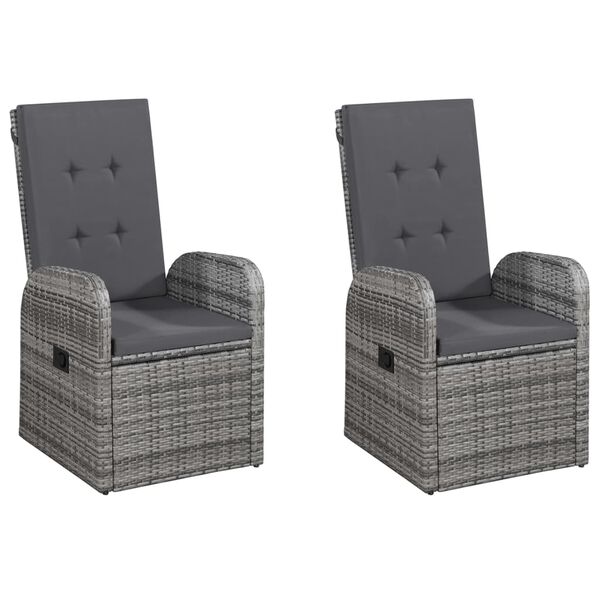 vidaXL 5 r&eacute;szes sz&uuml;rke polyrattan kerti &eacute;tkezőgarnit&uacute;ra p&aacute;rn&aacute;kkal