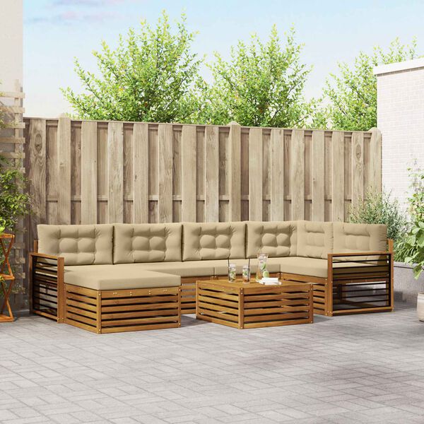 vidaXL K&uuml;lt&eacute;ri kanap&eacute; szett p&aacute;rn&aacute;val 7 pcs Term&eacute;szetes &eacute;s b&eacute;zs